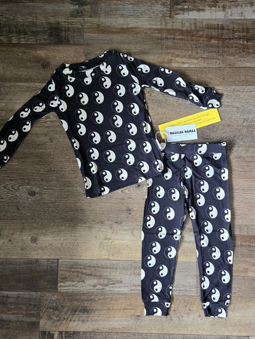 Magical Mamas Black & White Ying Yang Bamboo Long Sleeve Shirt & Pants PJ Set